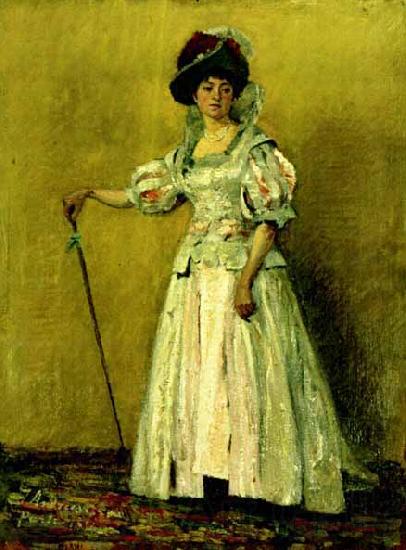 Ion Andreescu Portret de femeie in costum de epoca France oil painting art